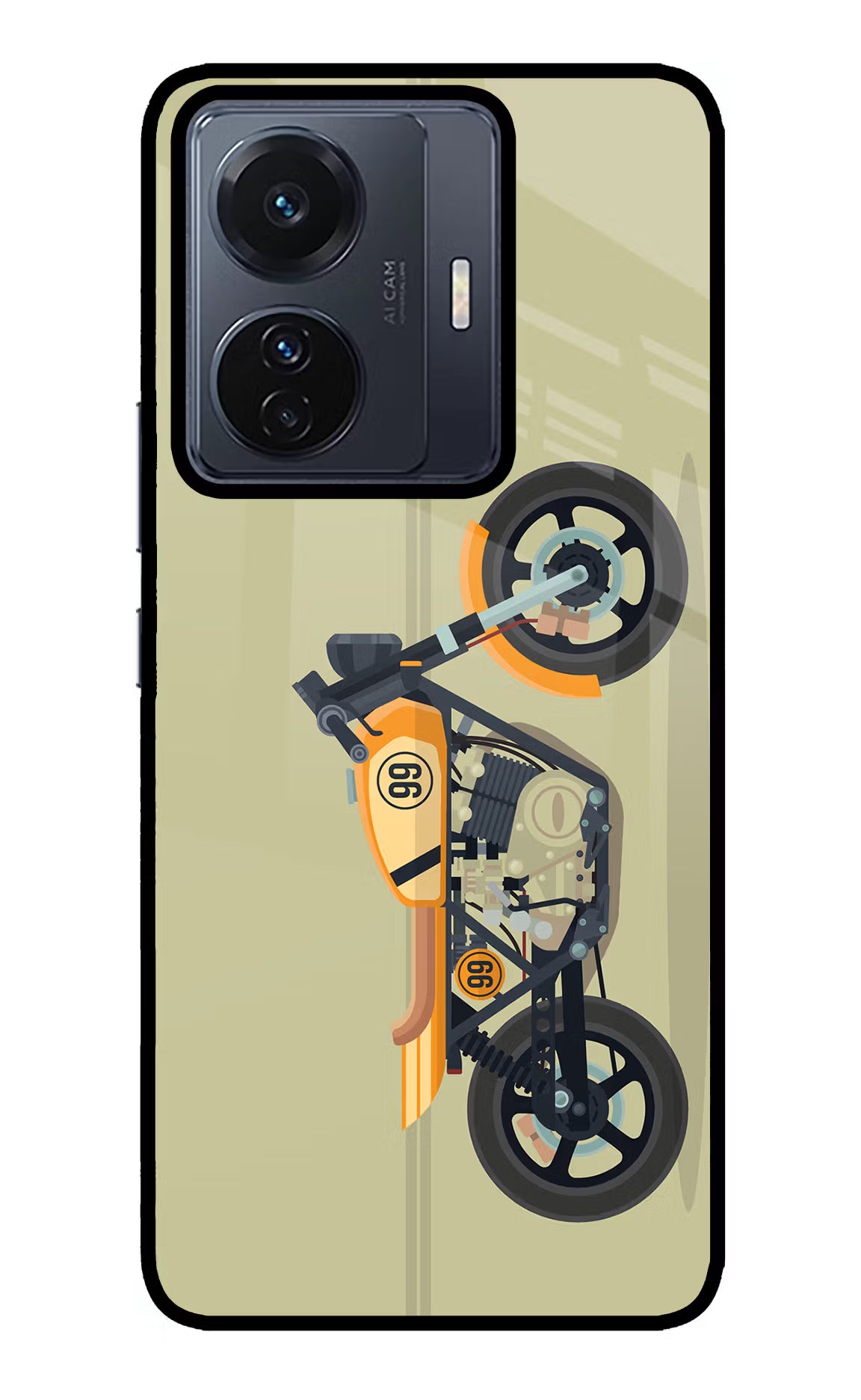 Vertical Speedster Vivo T1 Pro 5G Glass Case Back Cover by Casekaro