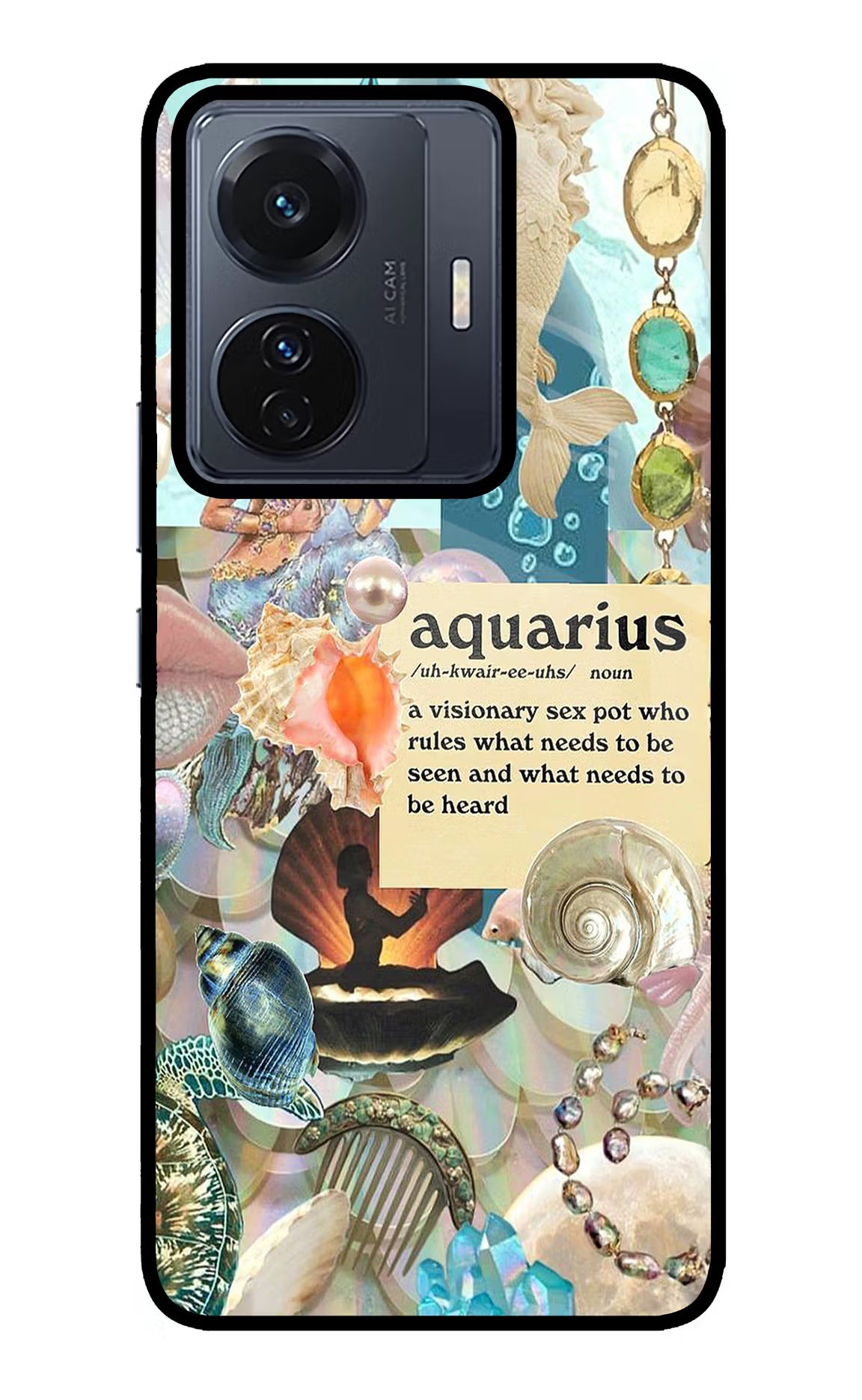 Aquarius Zodiac Vivo T1 Pro 5G Glass Case Back Cover by Casekaro