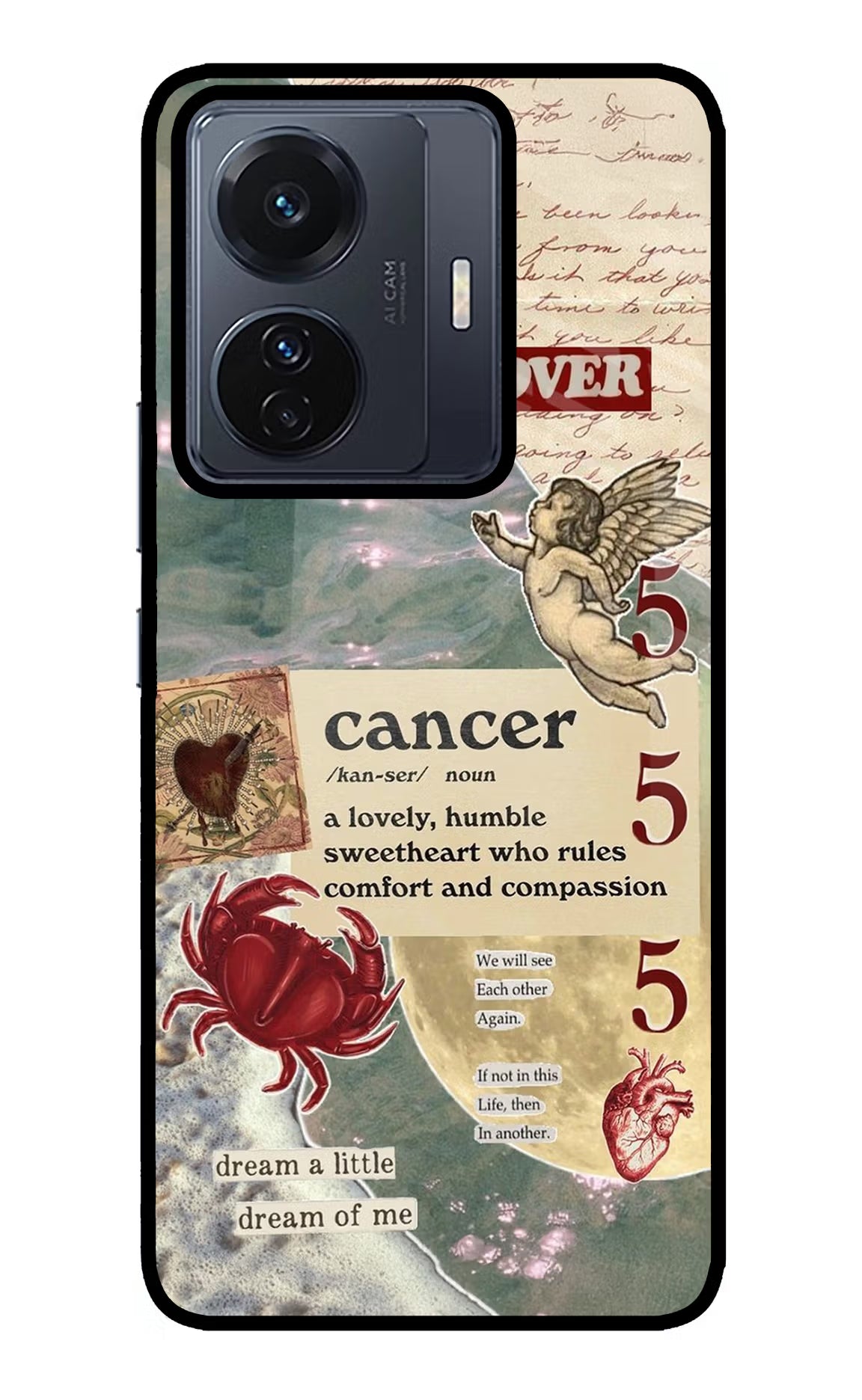 Cancer Zodiac Vivo T1 Pro 5G Glass Case Back Cover by Casekaro