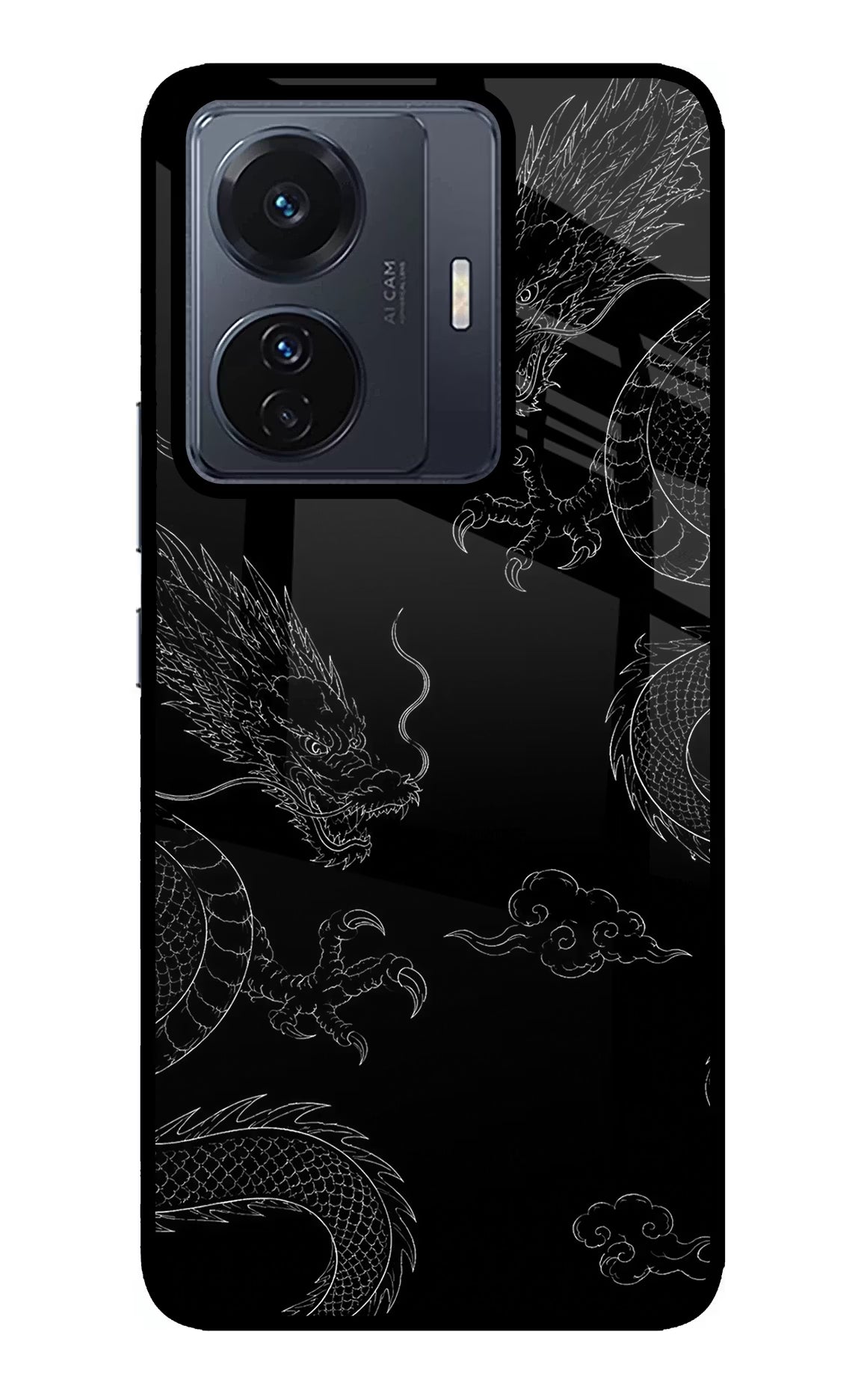 Twin Dragons Vivo T1 Pro 5G Glass Case Back Cover by Casekaro