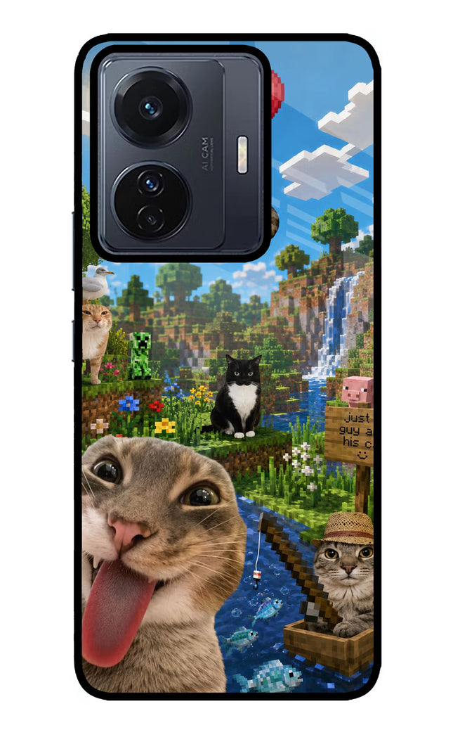 Minecraft Cat Chaos Vivo T1 Pro 5G Glass Case