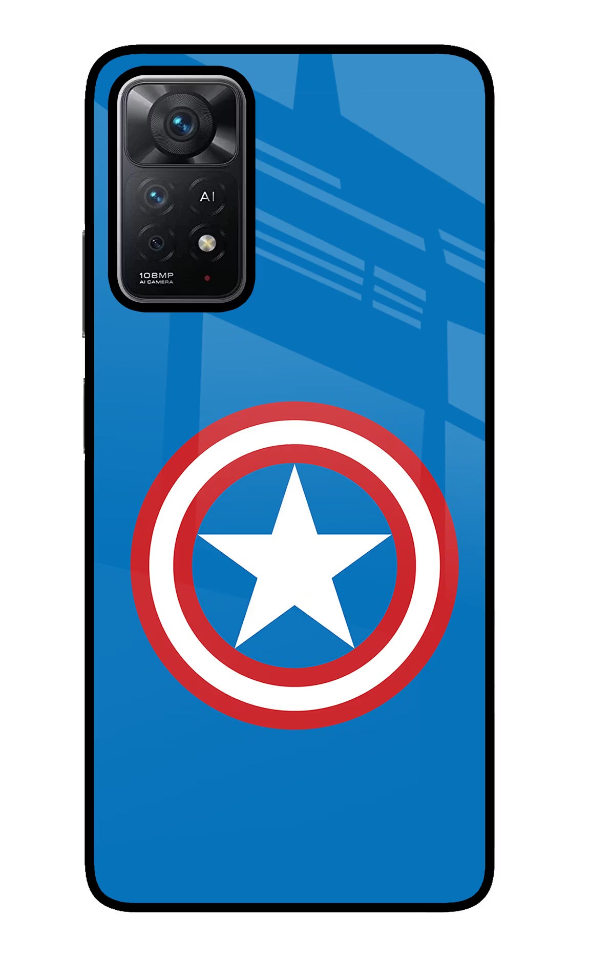 Captain America Logo Redmi Note 11 Pro+ 5G Glass Case Back Cover by Casekaro