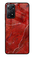 Red Marble Design Redmi Note 11 Pro+ 5G Glass Case Back Cover by Casekaro