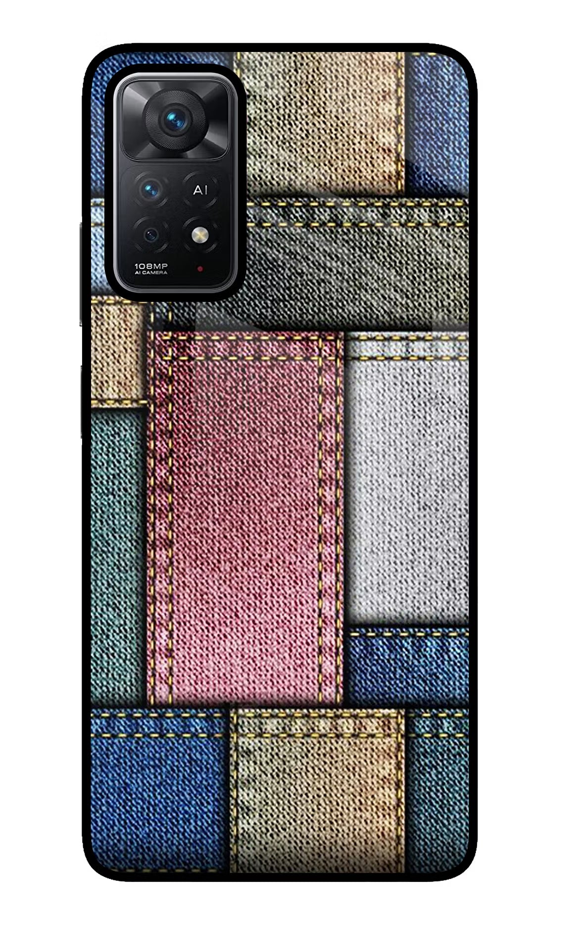 Multicolor Jeans Redmi Note 11 Pro+ 5G Glass Case Back Cover by Casekaro
