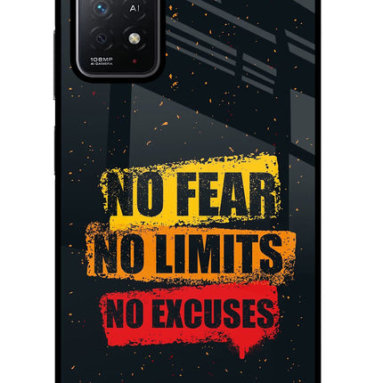 No Fear No Limits No Excuse Redmi Note 11 Pro+ 5G Glass Case Back Cover by Casekaro