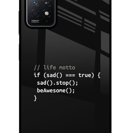 Life Motto Code Redmi Note 11 Pro+ 5G Glass Case Back Cover by Casekaro