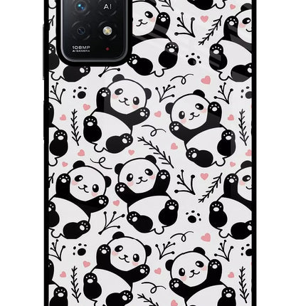 Cute Panda Redmi Note 11 Pro+ 5G Glass Case Back Cover by Casekaro