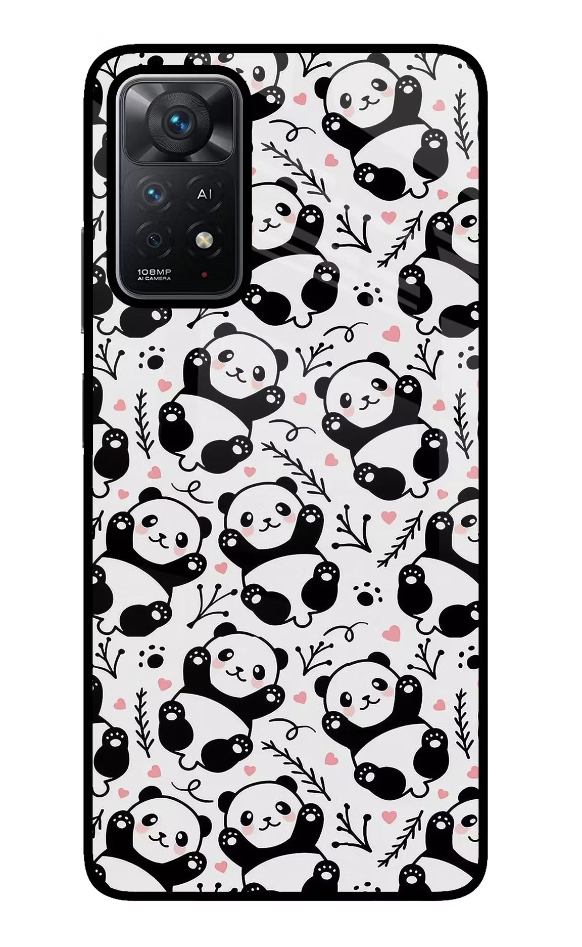 Cute Panda Redmi Note 11 Pro+ 5G Glass Case Back Cover by Casekaro