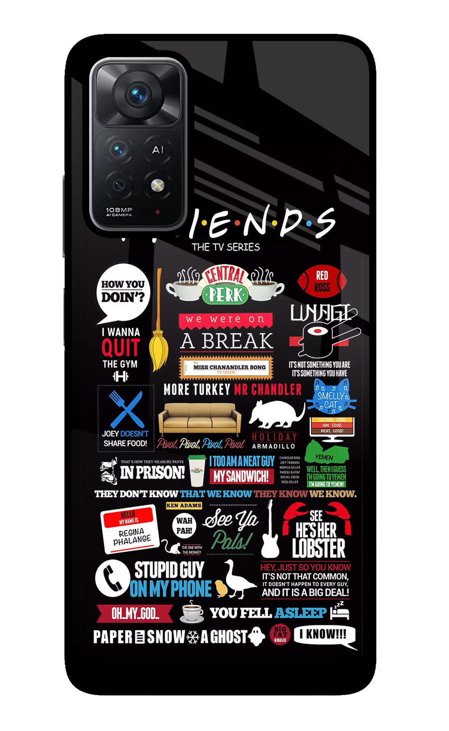 FRIENDS Redmi Note 11 Pro+ 5G Back Cover, Glass case
