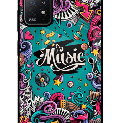 Music Graffiti Redmi Note 11 Pro+ 5G Glass Case Back Cover by Casekaro