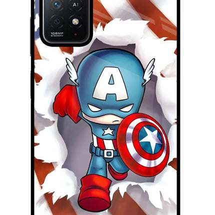 Captain America Redmi Note 11 Pro+ 5G Glass Case Back Cover by Casekaro