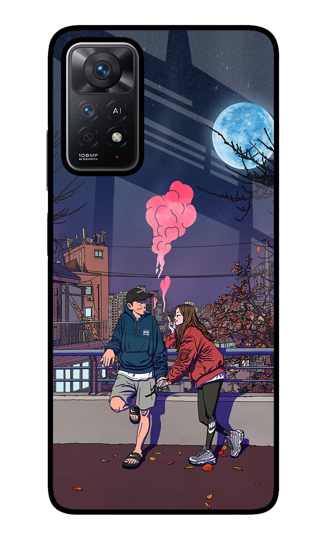Chilling Couple Redmi Note 11 Pro+ 5G Glass Case Back Cover by Casekaro