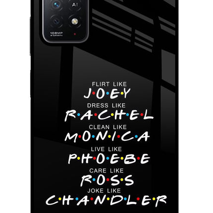 FRIENDS Character Redmi Note 11 Pro+ 5G Glass Case Back Cover by Casekaro