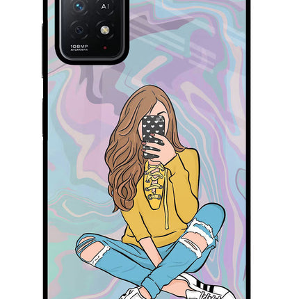 Selfie Girl Redmi Note 11 Pro+ 5G Glass Case Back Cover by Casekaro