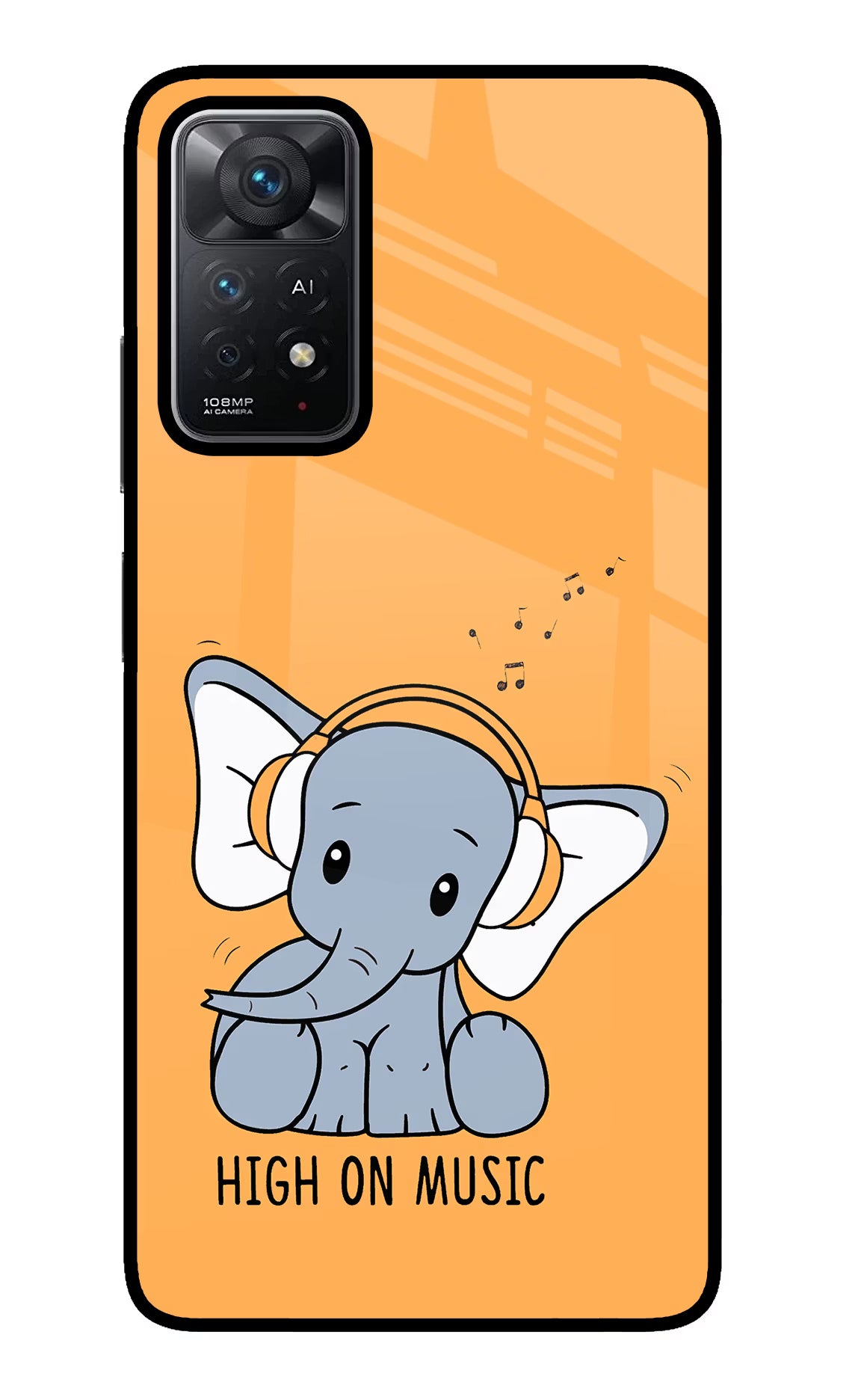 High On Music Redmi Note 11 Pro+ 5G Glass Case Back Cover by Casekaro