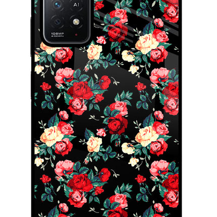 Rose Pattern Redmi Note 11 Pro+ 5G Glass Case Back Cover by Casekaro