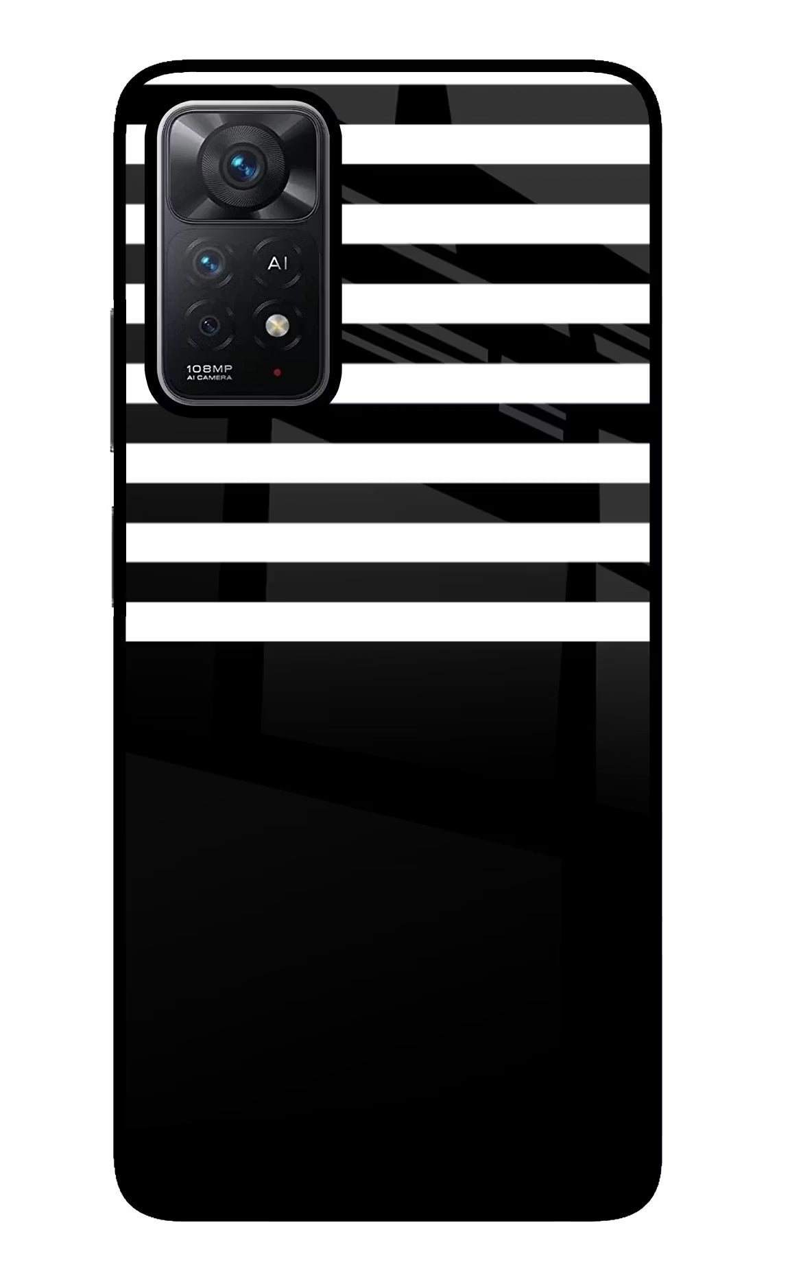 Black and White Print Redmi Note 11 Pro+ 5G Glass Case Back Cover by Casekaro