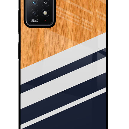 Blue and white wooden Redmi Note 11 Pro+ 5G Glass Case Back Cover by Casekaro