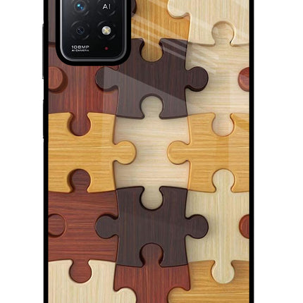 Wooden Puzzle Redmi Note 11 Pro+ 5G Glass Case Back Cover by Casekaro