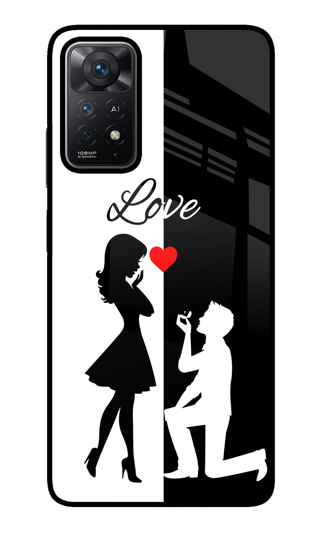 Love Propose Black And White Redmi Note 11 Pro+ 5G Glass Case