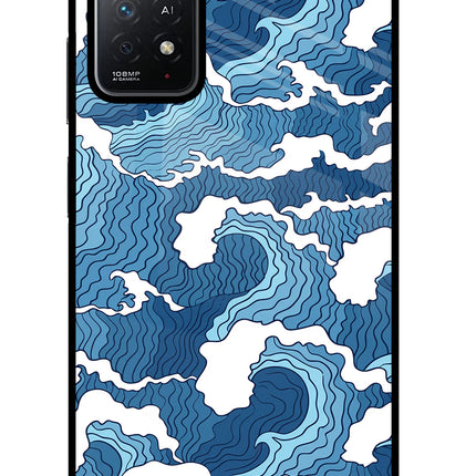 Blue Waves Redmi Note 11 Pro+ 5G Glass Case Back Cover by Casekaro