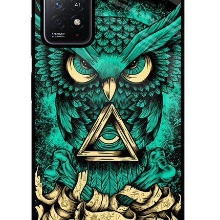 Green Owl Redmi Note 11 Pro+ 5G Glass Case Back Cover by Casekaro