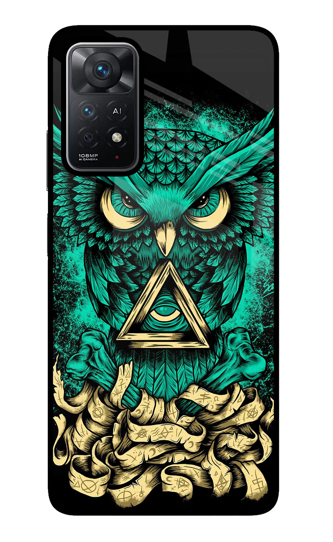 Green Owl Redmi Note 11 Pro+ 5G Glass Case Back Cover by Casekaro