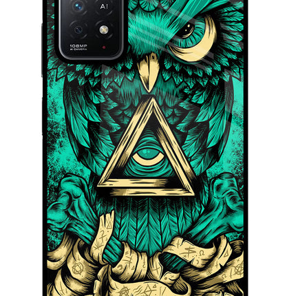 Green Owl Redmi Note 11 Pro+ 5G Glass Case Back Cover by Casekaro