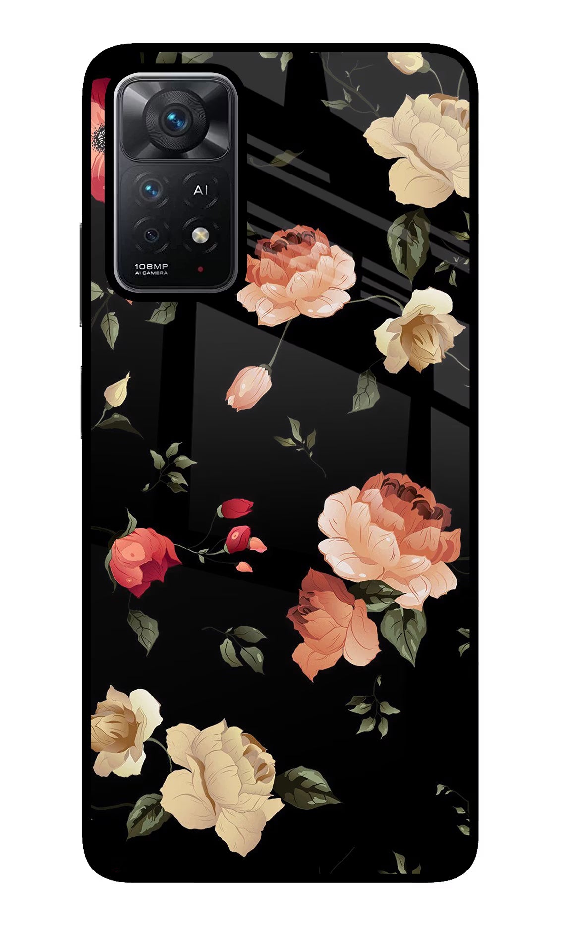 Flowers Redmi Note 11 Pro+ 5G Glass Case Back Cover by Casekaro