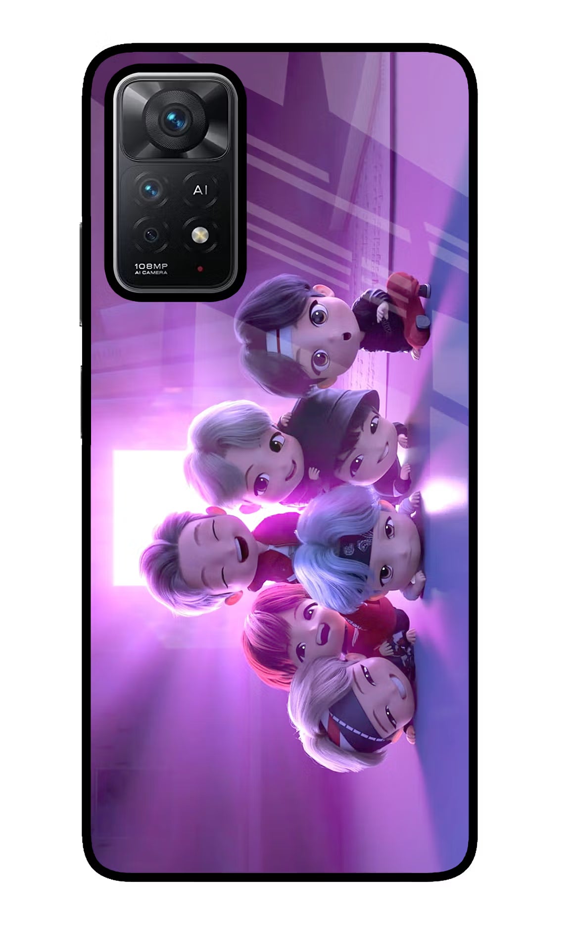 BTS Chibi Redmi Note 11 Pro+ 5G Glass Case Back Cover by Casekaro