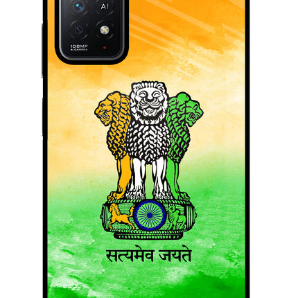 Satyamev Jayate Flag Redmi Note 11 Pro+ 5G Glass Case Back Cover by Casekaro