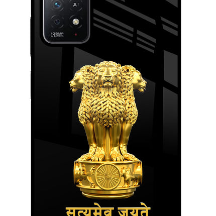 Satyamev Jayate Golden Redmi Note 11 Pro+ 5G Glass Case
