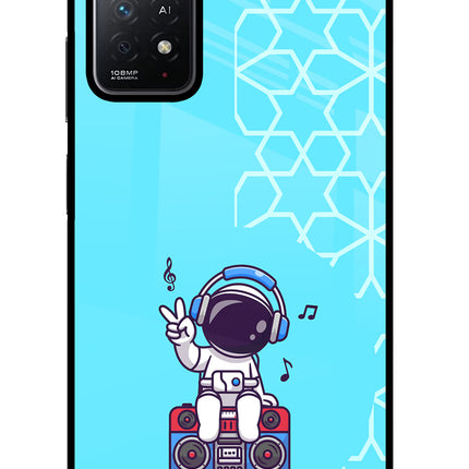 Cute Astronaut Chilling Redmi Note 11 Pro+ 5G Glass Case Back Cover by Casekaro