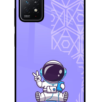 Cute Astronaut Chilling Redmi Note 11 Pro+ 5G Glass Case Back Cover by Casekaro