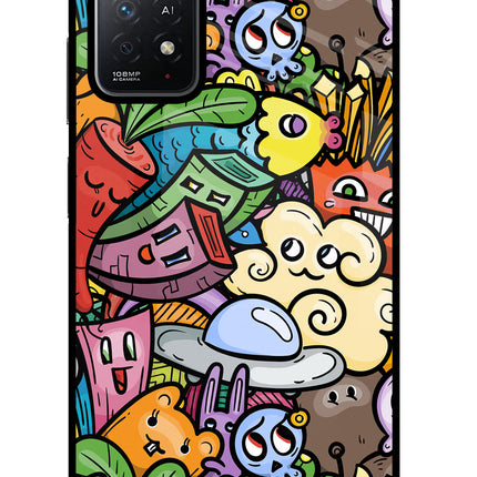Veggie Doodle Redmi Note 11 Pro+ 5G Glass Case Back Cover by Casekaro