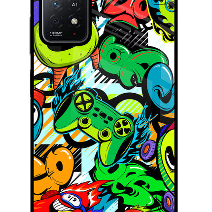 Game Doodle Redmi Note 11 Pro+ 5G Glass Case Back Cover by Casekaro