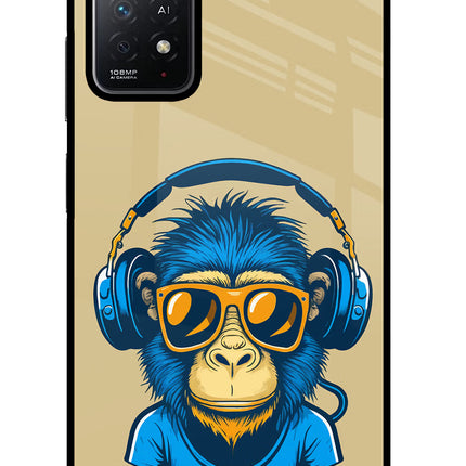 Monkey Headphone Redmi Note 11 Pro+ 5G Glass Case Back Cover by Casekaro
