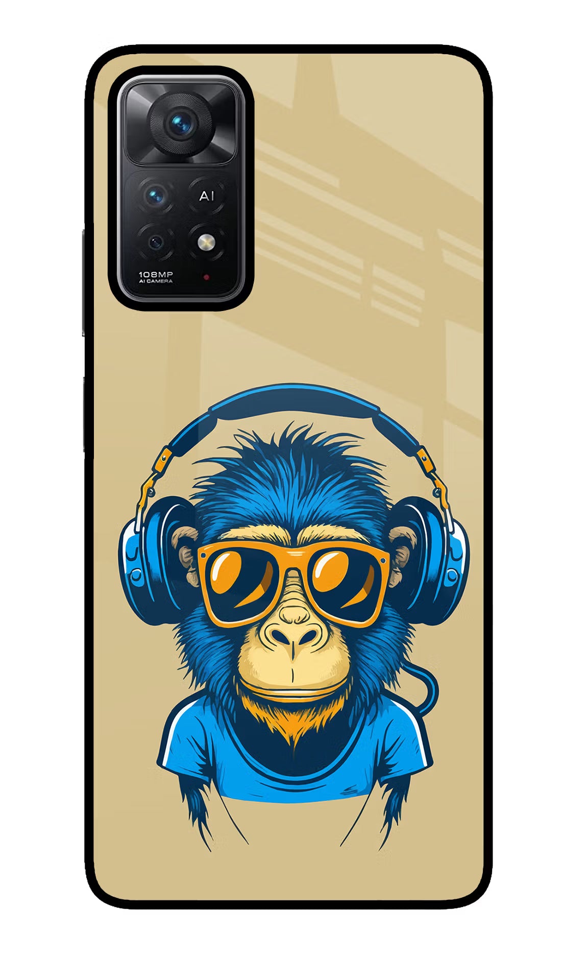 Monkey Headphone Redmi Note 11 Pro+ 5G Glass Case Back Cover by Casekaro