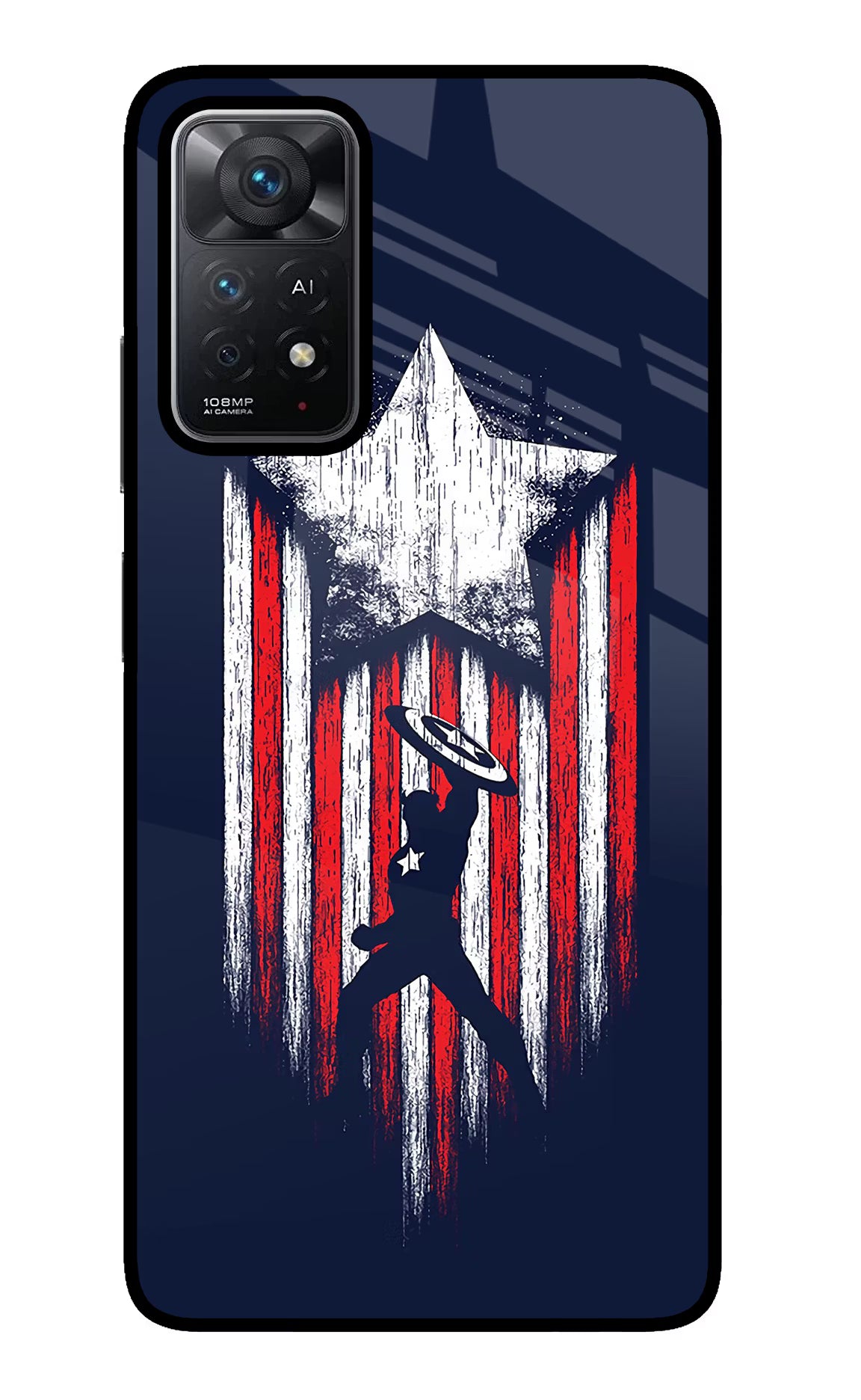Captain America Marvel Art Redmi Note 11 Pro+ 5G Glass Case Back Cover by Casekaro