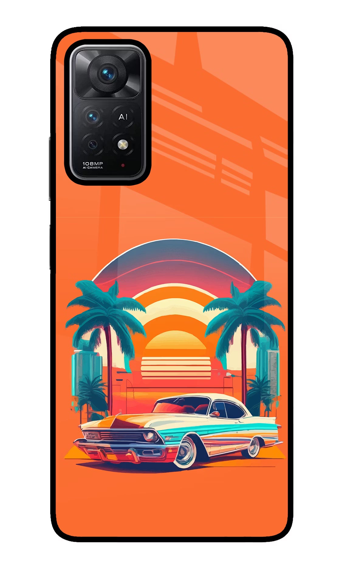 Palm Drive 80s Redmi Note 11 Pro+ 5G Glass Case Back Cover by Casekaro