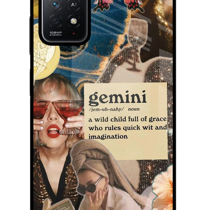 Gemini Zodiac Redmi Note 11 Pro+ 5G Glass Case Back Cover by Casekaro