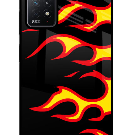 Side Sweep Flames Redmi Note 11 Pro+ 5G Glass Case Back Cover by Casekaro