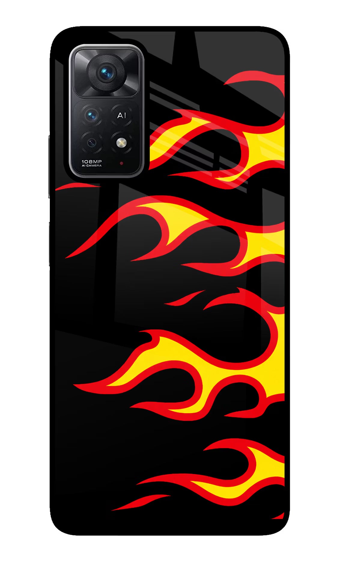 Side Sweep Flames Redmi Note 11 Pro+ 5G Glass Case Back Cover by Casekaro