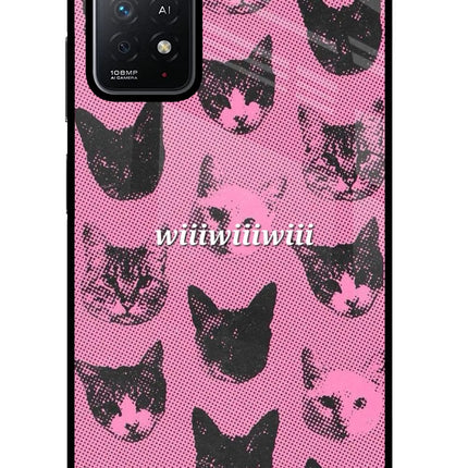 Pink Cats Redmi Note 11 Pro+ 5G Glass Case Back Cover by Casekaro