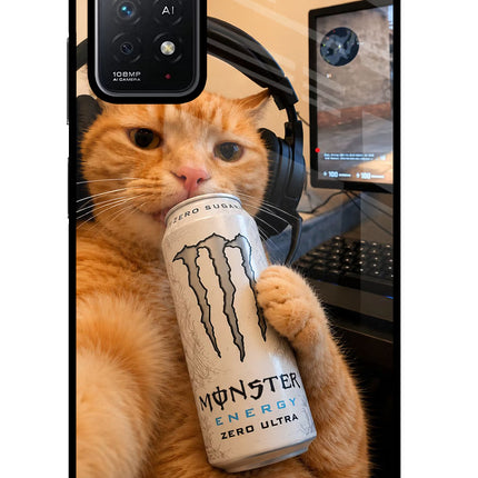 Gamer Cat Energy Redmi Note 11 Pro+ 5G Glass Case Back Cover by Casekaro