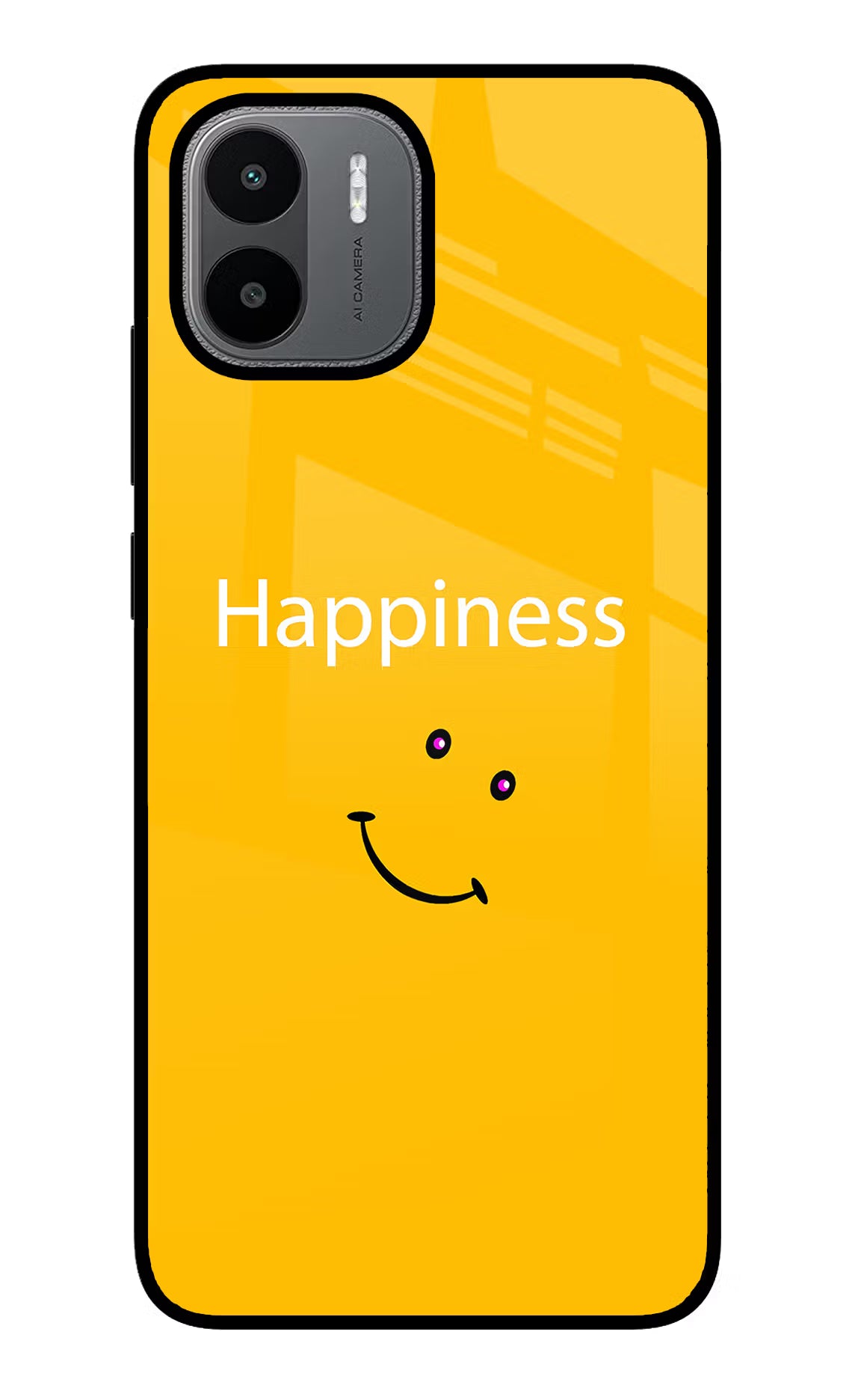 Happiness With Smiley Redmi A1/A2 Glass Case Back Cover by Casekaro