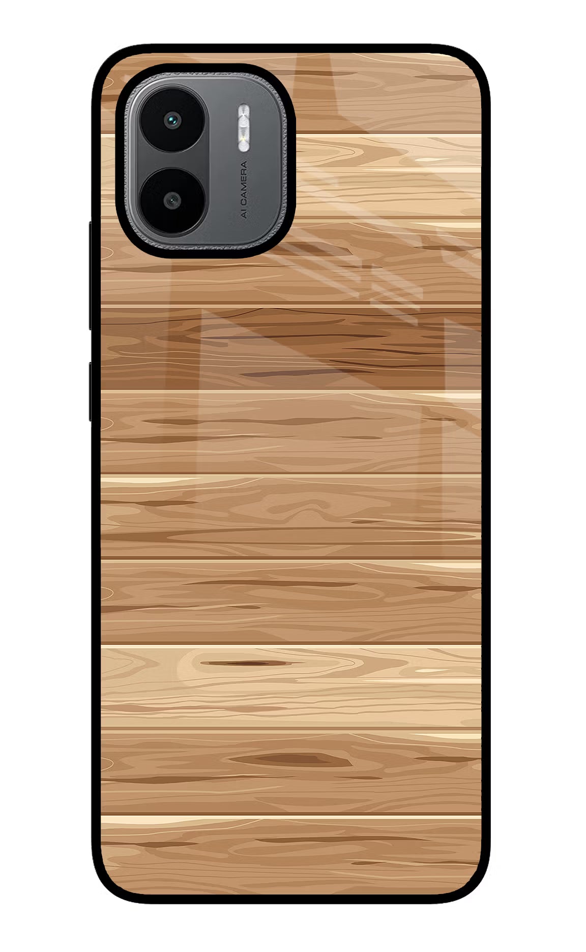 Wooden Vector Redmi A1/A2 Glass Case Back Cover by Casekaro