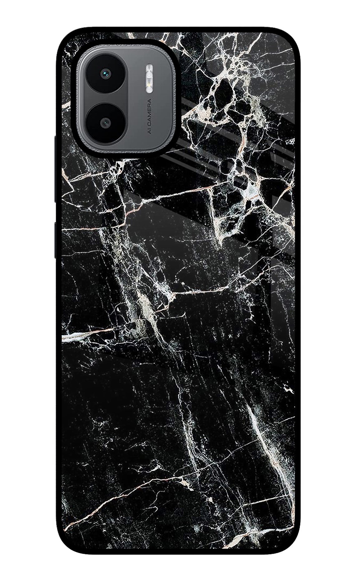 Black Marble Texture Redmi A1/A2 Glass Case