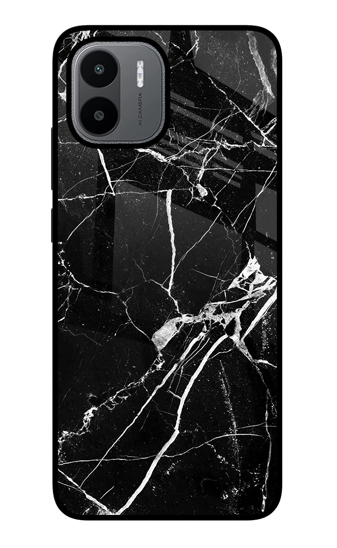 Black Marble Pattern Redmi A1/A2 Glass Case