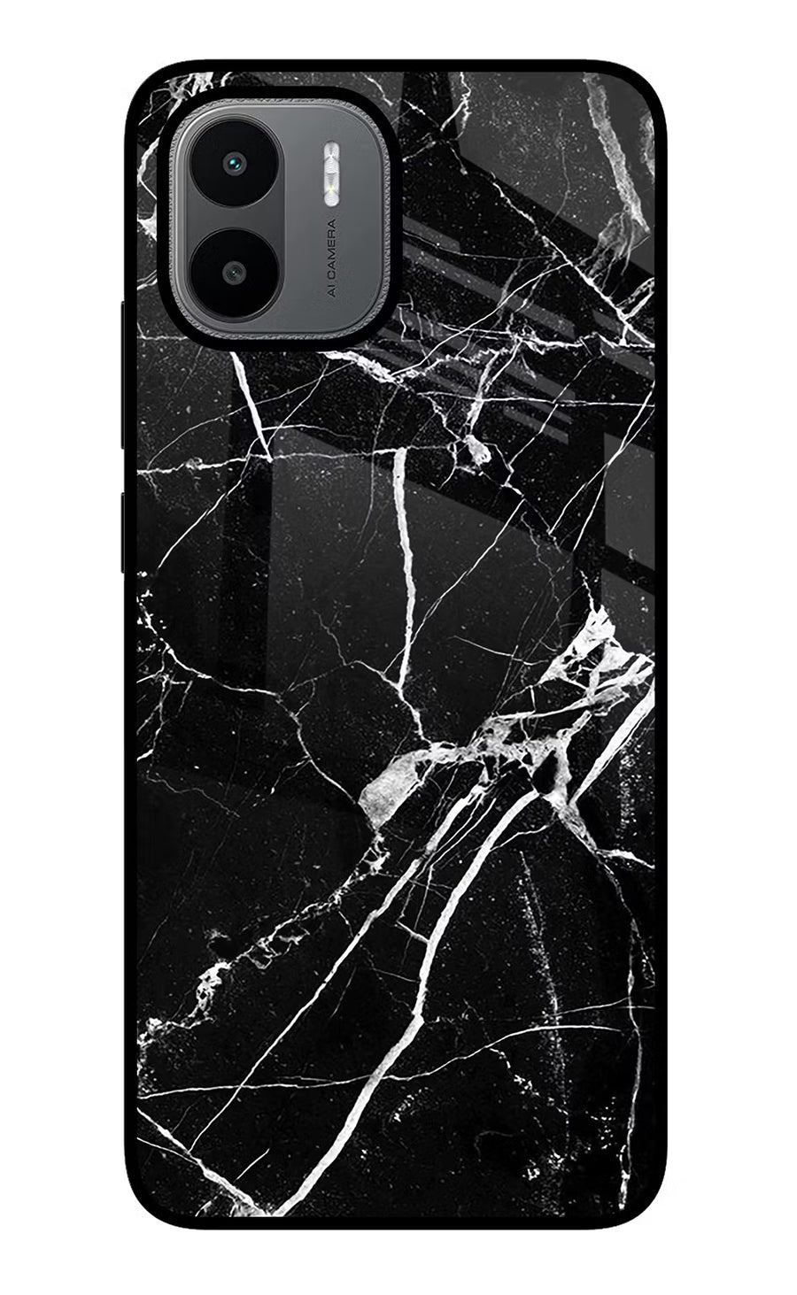 Black Marble Pattern Redmi A1/A2 Back Cover, Glass case